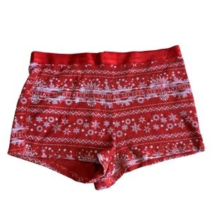 Victoria's Secret Women's Winter Wonderland Thermal Pajama Shorts in Red Large